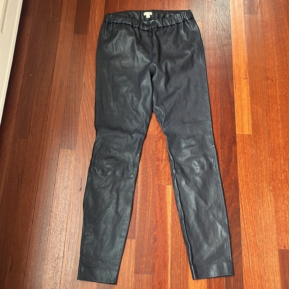 JCREW COLLECTION navy leather leggings size 8 - Picture 2 of 6